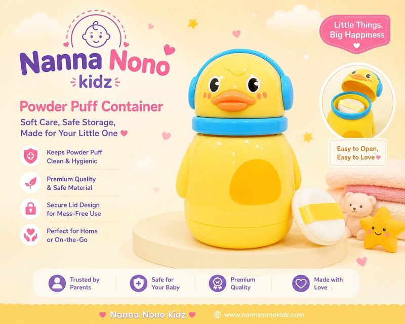 Baby Powder Puff Container – Cute Duck Design