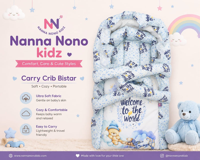 Kidz Carry Crib Bistar – Soft & Cozy Bedding Set - Welcome to the world