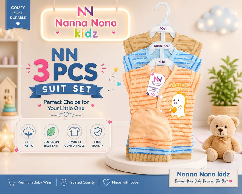 3 Pcs Baby Suit Set