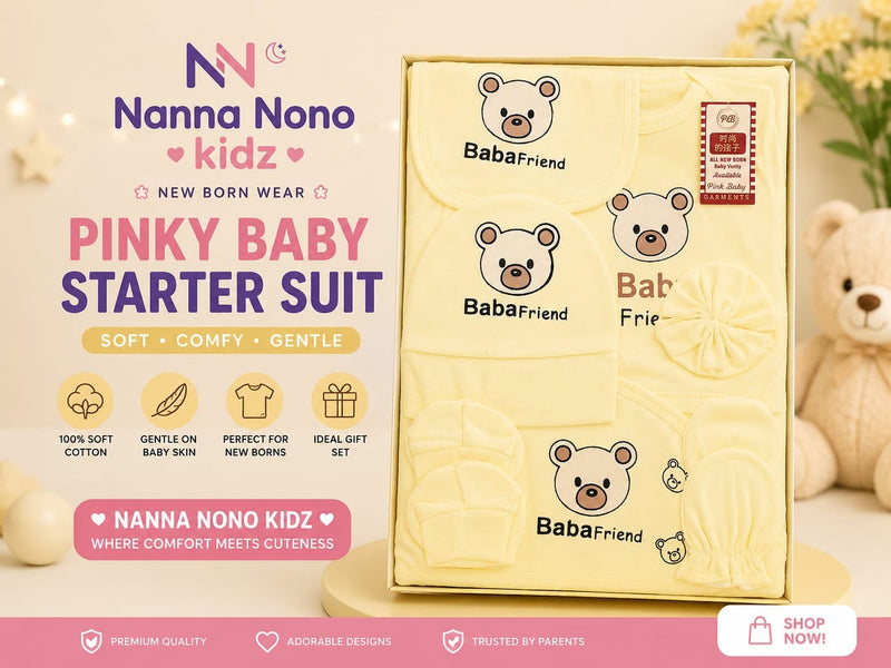 Baby Starter Suit – Baby Bear Baba Friend Design