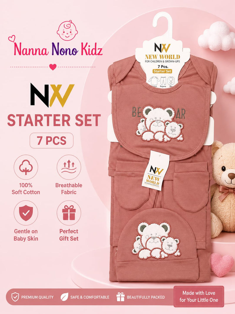 7-Piece Baby Starter Set – Soft Cotton Essentials